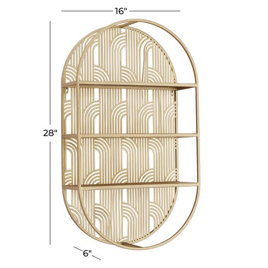 Gold Glam Wall Shelf, 16" x 6" x 28"